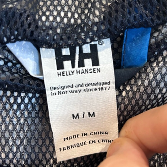HELLY HANSEN Sz M Rain Jacket Hooded Floral Styled Pattern Pockets Vented Lining - Picture 8 of 10